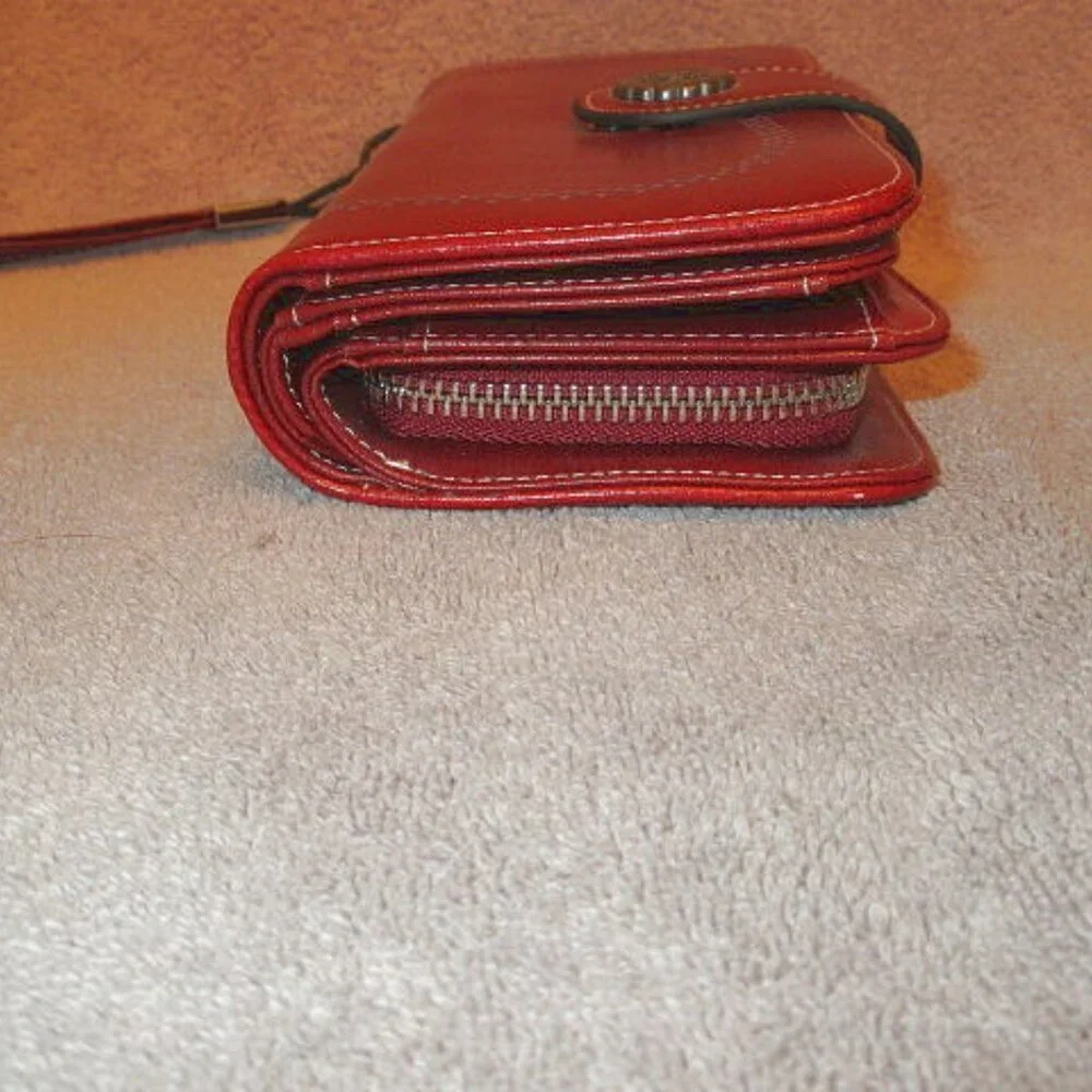 Bostanten Red Leather Wallet RFID Blocking Lomy Travel Wristlet Credit Card NEW